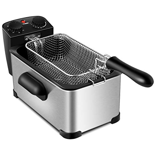 Cypress Shop Electric Deep Fryer Countertop Commercial Use 3.2 Quart Deep Frying Stainless