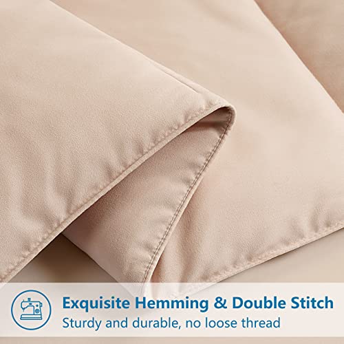 EASELAND Oversized King Down Alternative Comforter - Quilted Duvet Insert for All Seasons, Soft Lightweight with Corner Tabs, Summer Winter Warm Bedding, Beige 98x116 Inches