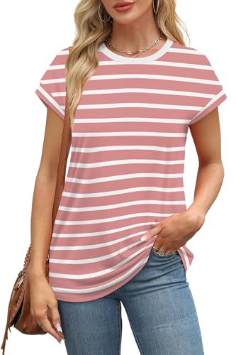 Image of Alaroo Womens Summer Tops Short Sleeve Shirts Crew Neck Cute Trendy Tunic Blouses (S-3XL)