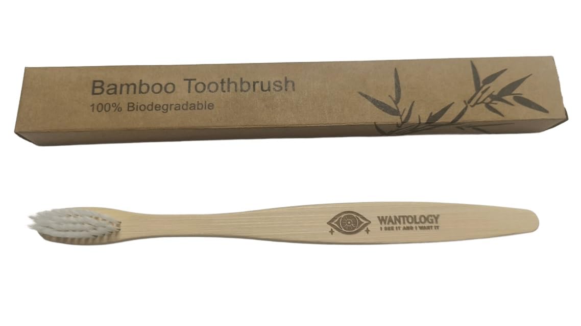 Natural Bamboo Toothbrush 100 Biodegradable Soft Bristles Random Color Eco-Friendly Plastic-Free Oral Care 1 Pack