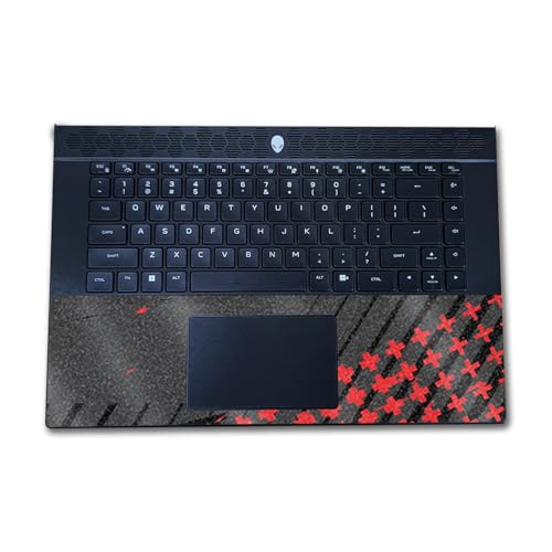 Image of Glossy Glitter Laptop Skin Compatible with Alienware M16 R2 (2024) - Grunge Red - Premium 3M Vinyl Protective Wrap Decal Cover - Easy to Apply | Crafted in The USA by MightySkins