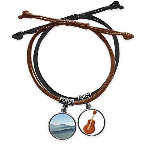 Cadena de mano pulsera cuerda sol montañas niebla accesorio de cuero para hombre y mujer