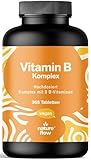 Vitamin B Komplex hochdosiert - 365 Tabletten - Mit 8 B-Vitaminen (B1, B2, B3, B5, B6, B7, B9, B12) mit Co-Faktoren Cholin & Myo-Inositol, 100% Tagesbedarf - Vegan & produziert in Deutschland