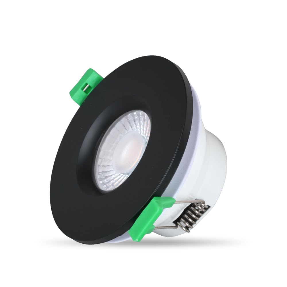 ROTHER Black LED Downlight – 6W IP65 Fire Rated Ceiling Light, 4 CCT Adjustable, Recessed Bathroom & Kitchen Spotlight, Ø65mm Cut-Out (Black, ONE Size)