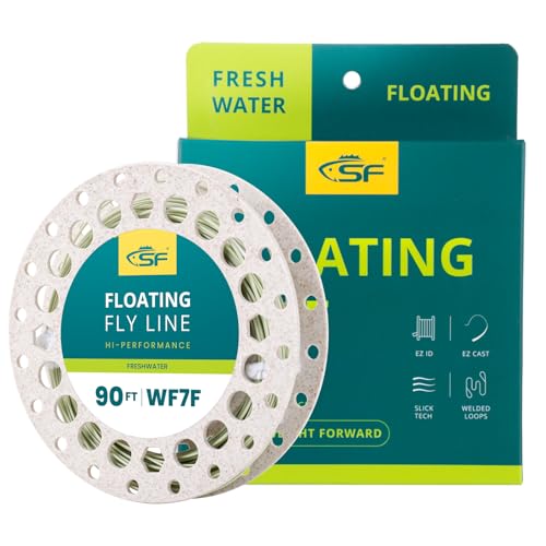 SF Fly Fishing Line with Two Welded Loops Weight Forward Floating Fly Lines Trout 90FT WF2 3 4 5 6 7 8 9F Multi-Color Freshwater Moss Green WF7F 90FT