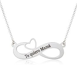 Collar Infinito con Corazón Personalizable en Plata de Ley Personalizado con cadena Rolo de 40cm + Alargador. Ideal para regalar a un ser querido: madres, abuelas...