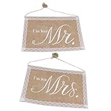 BESPORTBLE 2 Stuhlschilder Braut und Bräutigam aus Jute und Spitze Hochzeits Stuhlbanner Mr Mrs Stuhldekoration für Hochzeit Verlobung und Feier