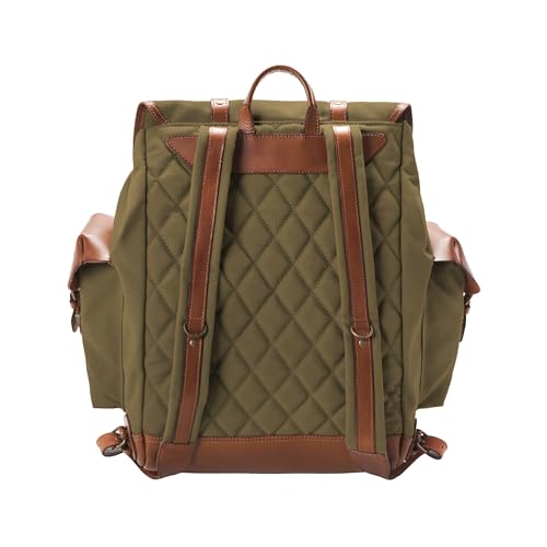 Foto von DRAKENSBERG Rucksack 'Henry' aus Canvas, Leder für Herren, Damen, Wanderruck im alpinen Vintage-Design, 30L - Oliv-Grün, DR00127