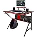 Lavievert Bureau de jeu ergonomique en forme de K pour la maison ou le bureau d'ordinateur avec support de moniteur réglable et étagère de rangement