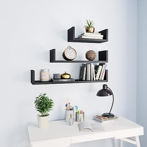 Xichuzi Estante de Pared 3 Unidades, Baldas De Pared, Estantería Pared, Estantería Libros, Baldas Cocina, aglomerado Negro