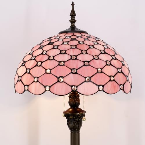 Image of WERFACTORY Tiffany Floor Lamp Stained Glass Standing Reading Light 64 Inch
