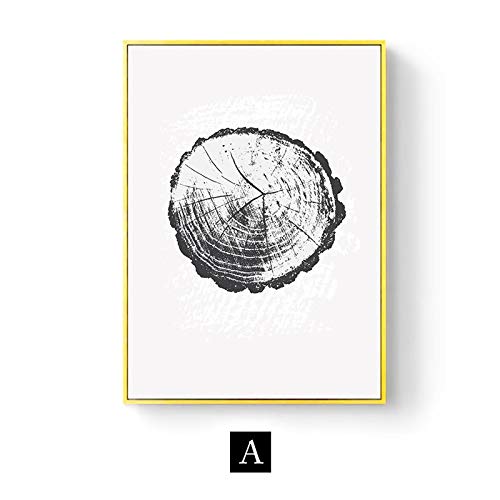 Affiche d'art mural minimaliste noir blanc texture bois 50x70