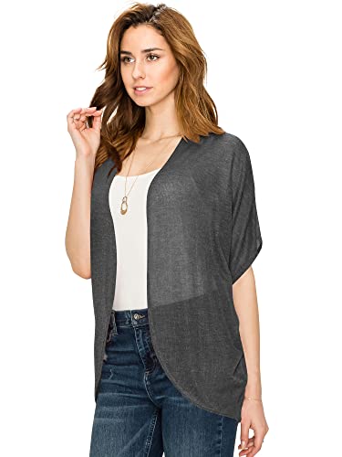 Lock and Love Kimono Style Women's Short Sleeve Open-Front Batwing Cardigan Loose fit4