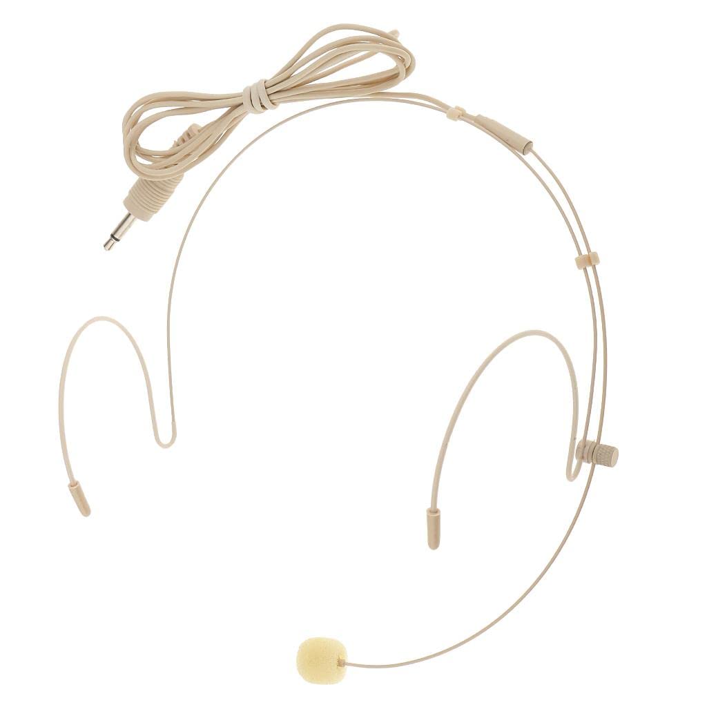 MagiDeal Professionale Gancio Auricolare Microfono A Testa Intestata Microfono Headworn per Palco Case di Culto Presentatori Docenti - Beige-3.5mm