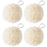 ZZHBOO 4 Boules de Bain, 20g Éponge de Douche Microfibre, pour Exfolier et Nettoyer La Peau, Cadeau de Salle de Bain Pratique, Couleur Beige, Taille 9cm