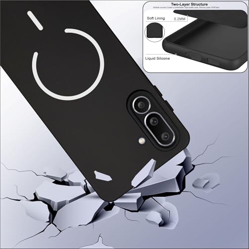 Image of SBMS Silicone Back Cover Case for Samsung Galaxy M36 5G / F36 5G | Soft Micro-Fibre Lining Inside | Magsafe Print On Back Side Camera Protection Bump | Shockproof Case Galaxy M36 5G (Black)