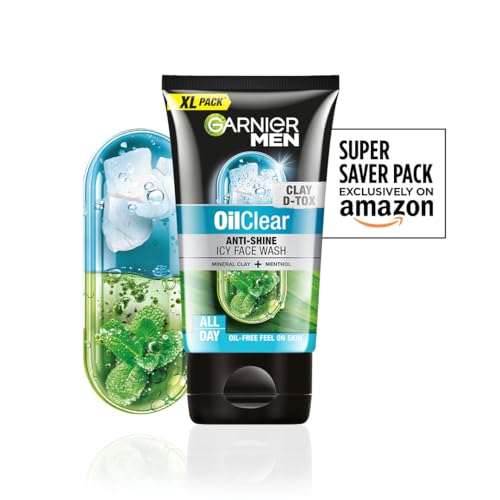 Image of Garnier Men Oil Clear Clay D-Tox Deep Cleansing Icy Face Wash, 155 g