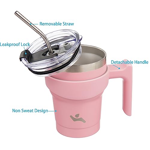 Image of Konokyo 10 oz Tumbler with Handle and Straw, Insulated Travel Mug
