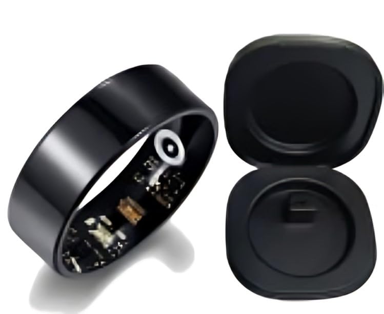 Smart Fitness Ring – Health & Activity Tracker Ring with Heart Rate Monitoring, Sleep Tracking, 5ATM Waterproof & Charging Case (Size-8) (Black+Black Base)-image-19