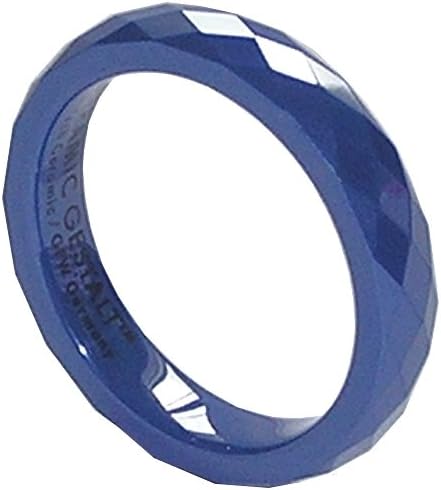 CERAMIC GESTALT Blue Ceramic Ring 4mm Width. Faceted Design. (Avail. Sizes 5 to 14).