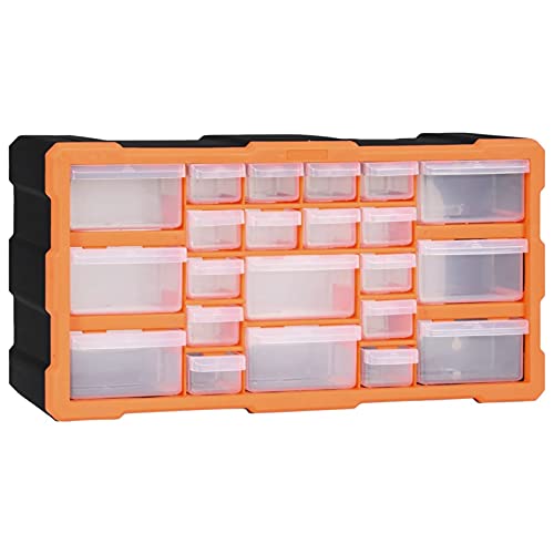 qohoio 147583 Multi-drawer Organiser with 22 Drawers 49x16x25.5 cm DIY Tool Bits Storage Organiser Unit - Workshop Parts Craft Box Cabinet