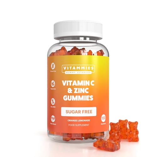 Vitammies Vitamin C & Zinc Gummies | 200mg VIT C with Zinc | Sugar Free Vegan Immune Support Supplement for Adults & Kids | Orange Lemonade Flavour | 120 Gummies