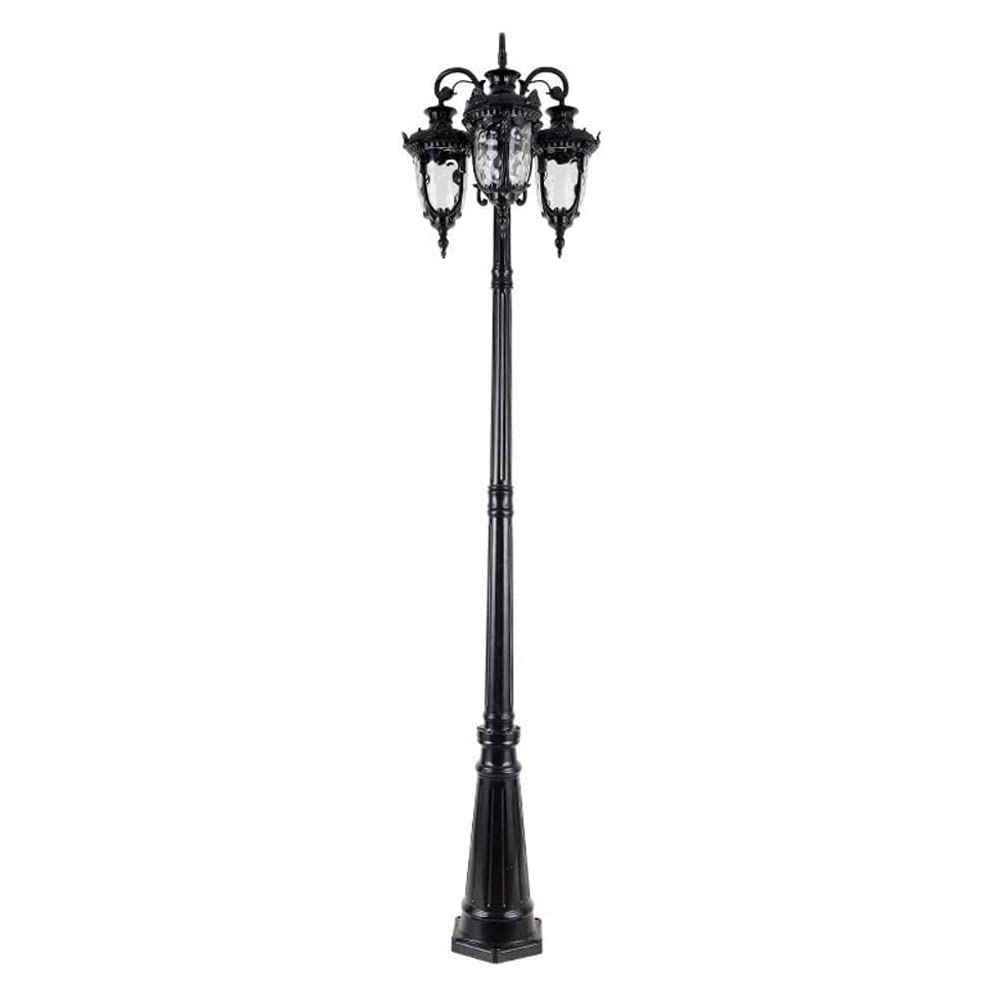 QUSYZD Strong Durable E27 Vintage Outdoor Garden Villa Park Column Street Light European External Outdoor Black 3-Lights Lawn Path Post Light Ip55 Waterproof Landscape High,