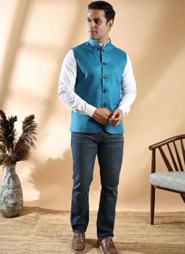 Image of Ethluxis Men's Designer Solid Nehru Jacket /Waist Coat /Bandhgala