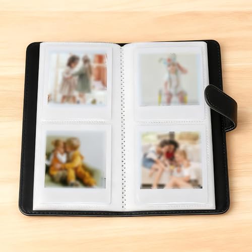 Álbum de fotos preto de poliuretano com 80 bolsos para câmeras Polaroid Square