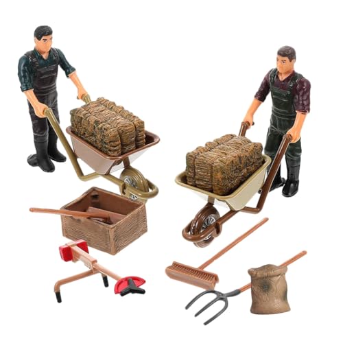 LALADEFIEE 12 Piezas Accesorios Miniatura Granja con Herramientas Realistas y Modelos Granjeros para Decoración Micro Paisaje y Infantiles