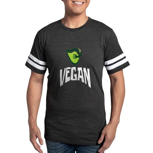 CafePress Vegan Veganism Healthy Food Vegetarian Foo T Shirt Men's Football T-Shirt Smoke Gray