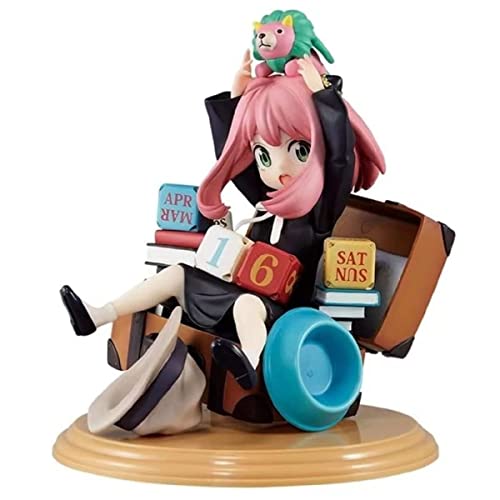REOZIGN Spy x Family Anya Forger Anime Action Figurine, 16cm / 6.3inch Anya Personnage Figurine PVC Statue Collections Décorations Enfants Cadeau (Black)