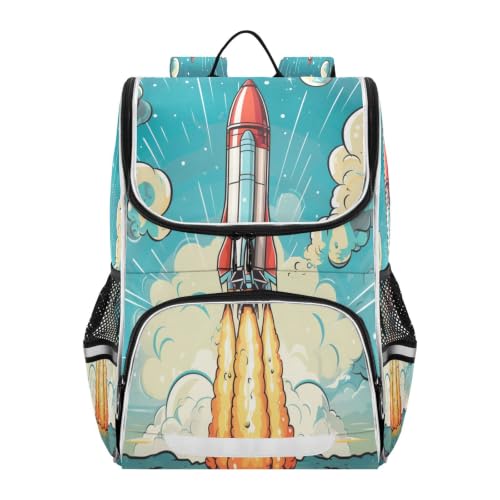 Sac à dos scolaire fusée bleue grand volume pour éviter le mal de dos des élèves