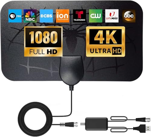 2025 TV Antenna Digital Indoor Outdoor- Supports 8K 4K 1080P, 1500+ Miles Long Range HDTV Antenna, for Smart TV, Amplified HDTV for Free Channel-18FT Coax Cable