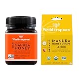 Bundle - Wedderspoon Raw Premium Manuka Honey KFactor 16 (35.2 Oz) and Manuka Honey Drops Lemon & Bee Propolis (4 Oz)