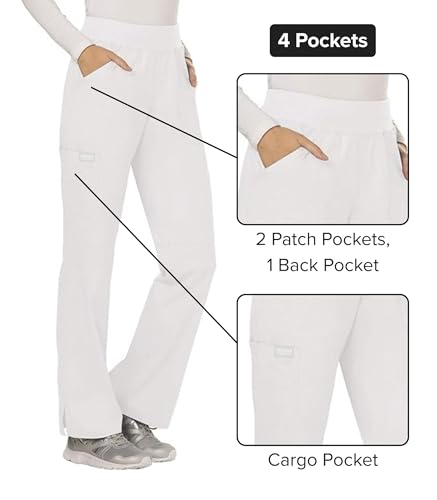 Image of Cherokee Women Scrub Pant with Straight Leg Pull-on Pant Medical Bottom with 4 Pocket & 2-Way Stretch Fabric - WW110 | 2-way Stretch Fabric, Pull-on Medical Bottom, Comfort Waistband, Knit Waist, Easy Care, Built For Healthcare Professionals