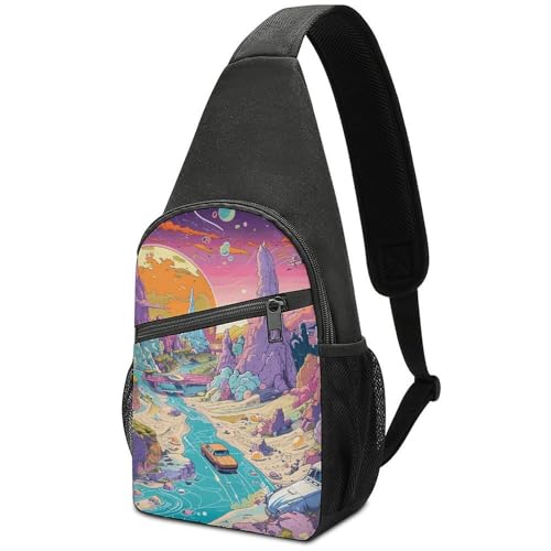 Sling Bag pequeña tipo mochila estilo Psychedelic Rock