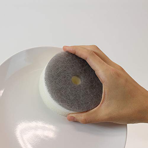 Image of Multi-Purpose 3-Layer Round Cleaning Sponge with Suction Holder, Made in Japan, Wine Red