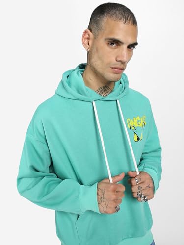 Image of Veirdo Cotton Poly Fleece Oversized Hooded Sweatshirt Baggy Fit Stylish Pocket Graphic Printed Hoodie for Men (Available in Sizes: S to 3XL)
