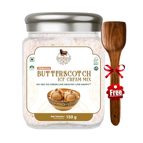 Image of Kamdhenu Gauveda Butterscotch Ice Cream Mix Powder 150g - Instant Homemade Butterscotch Ice Cream Premix | No Machine Needed | Eggless & 100% Vegetarian | Makes 500ml+ Soft Serve, Kulfi & Milkshake