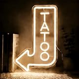 LED Tattoo Flecha Neón Cartel Decoración de Pared para Estudios, Piercings Shops & Bares,USB Operado Arte Neon Cartel para Bares, Dormitorios y Tiendas,Idea de Regalo para Artistas, 40,5 x 43,5 cm