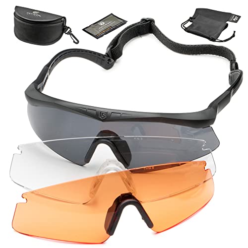 Revision Military Sawfly Tactical Deluxe Vermillion Kit – Black Frame, Small – Anti-Fog, Tactical Military Ballistic and Eye Protection Glasses
