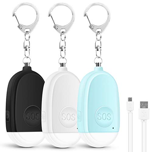 Safe Sound Personal Alarm,SGOKEEN Self Defense Alarm Keychain with 130dB Loud Siren Song& Emergency LED Light,Security Personal Protection Devices for Women,Kids,Elderly (Black,White,Blue)