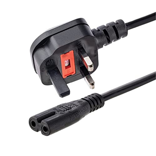StarTech.com 1m Laptop Power Cord 2 Slot for UK - BS-1363 to C7 Power Cable Lead
