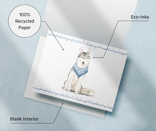 Image of Twigs Paper Siberian Husky Thank You Cards, 12 Blank Dog Stationery Cards