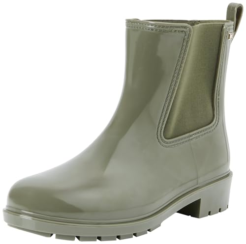 Tommy Hilfiger Botas de lluvia Mujer Flag Rainboot antideslizante, Verde (Utility Olive), 37