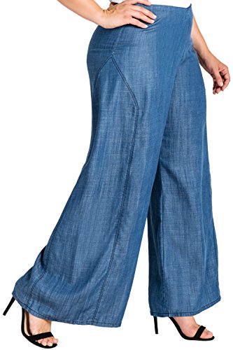 Standards & Practices Women’s Plus Size Tencel Denim Wide Leg Palazzo Pants Casual Style3