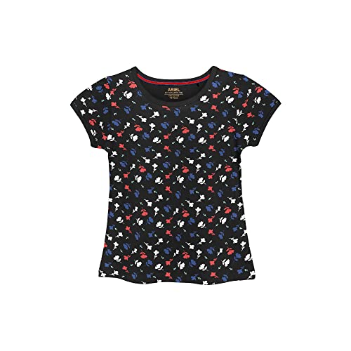 Image of Real Basics Cotton Regular Fit Half Sleeve Cotton T-Shirts for Girls - Round Neck Tops for Girl, Multicolor - Pack of 3
