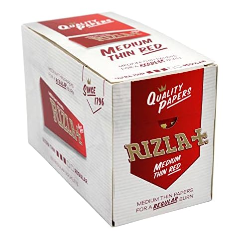 Rizla Red Regular Size Slim Rolling Paper, BOX OF 100 BOOKLETS Cover