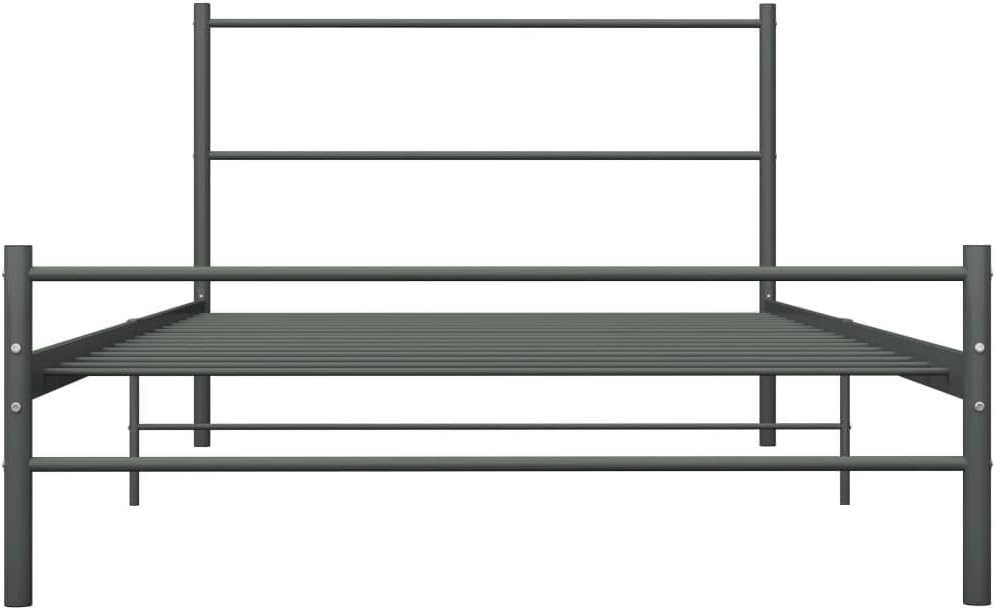 Disassembled vidaXL Grey Metal Twin Bed Frame components
